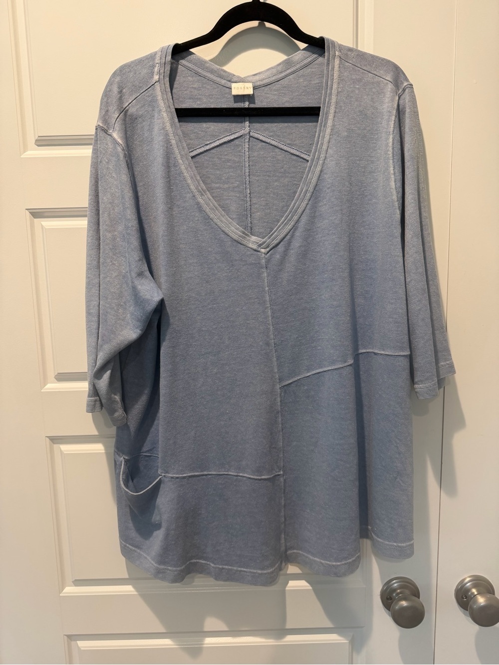 Poetry JERSEY TUNIC Pigment-dyed hemp organic cotton Lagenlook Size 18 Sky blue